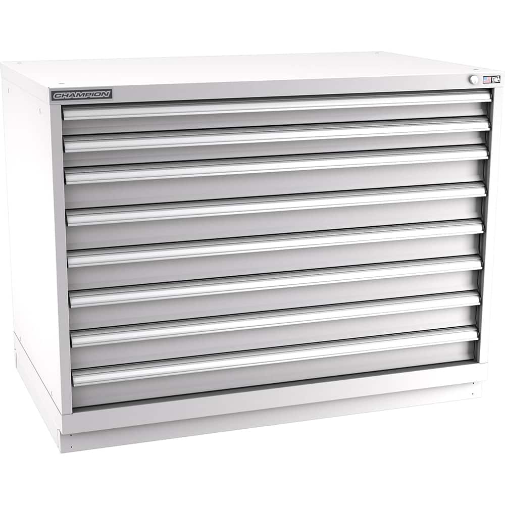 Champion Tool Storage - Modular Storage Cabinets; Type: Bench-Height Extra Width Drawer Cabinet ; Number of Drawers: 8.000 ; Height (Inch): 35-7/8 ; Width (Inch): 47 ; Depth (Inch): 28-1/2 ; Color: Light Gray - Exact Tool & Supply