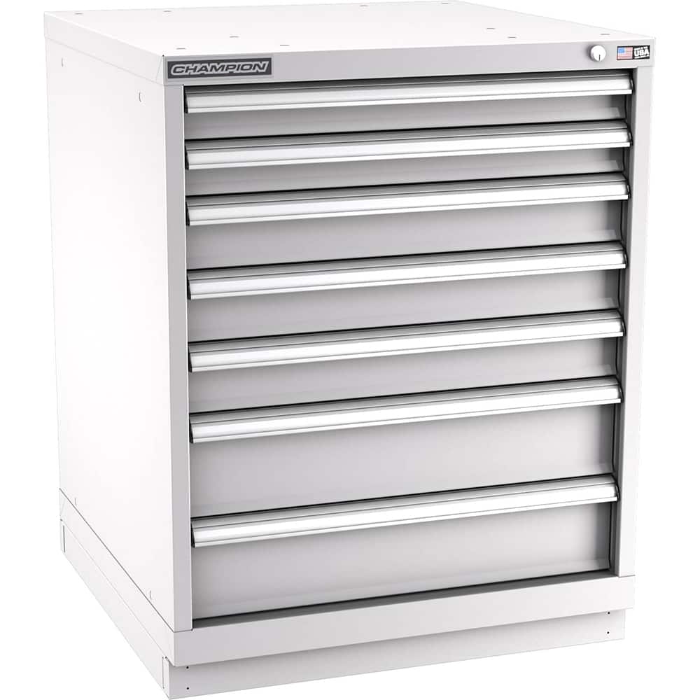 Champion Tool Storage - Modular Storage Cabinets; Type: Bench-Height Standard Width Drawer Cabinet ; Number of Drawers: 7.000 ; Height (Inch): 35-7/8 ; Width (Inch): 28-1/4 ; Depth (Inch): 28-1/2 ; Color: Light Gray - Exact Tool & Supply