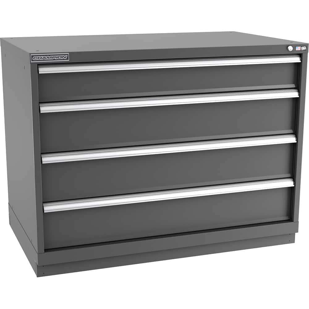 Champion Tool Storage - Modular Storage Cabinets; Type: Bench-Height Extra Width Drawer Cabinet ; Number of Drawers: 4.000 ; Height (Inch): 35-7/8 ; Width (Inch): 47 ; Depth (Inch): 28-1/2 ; Color: Dark Gray - Exact Tool & Supply