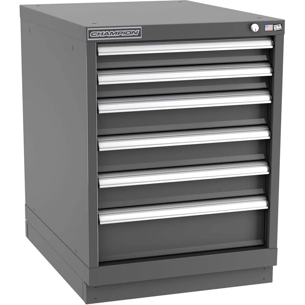 Champion Tool Storage - Modular Storage Cabinets; Type: Desk-Height Narrow Width Drawer Cabinet ; Number of Drawers: 6.000 ; Height (Inch): 29-7/8 ; Width (Inch): 22-3/16 ; Depth (Inch): 28-1/2 ; Color: Dark Gray - Exact Tool & Supply