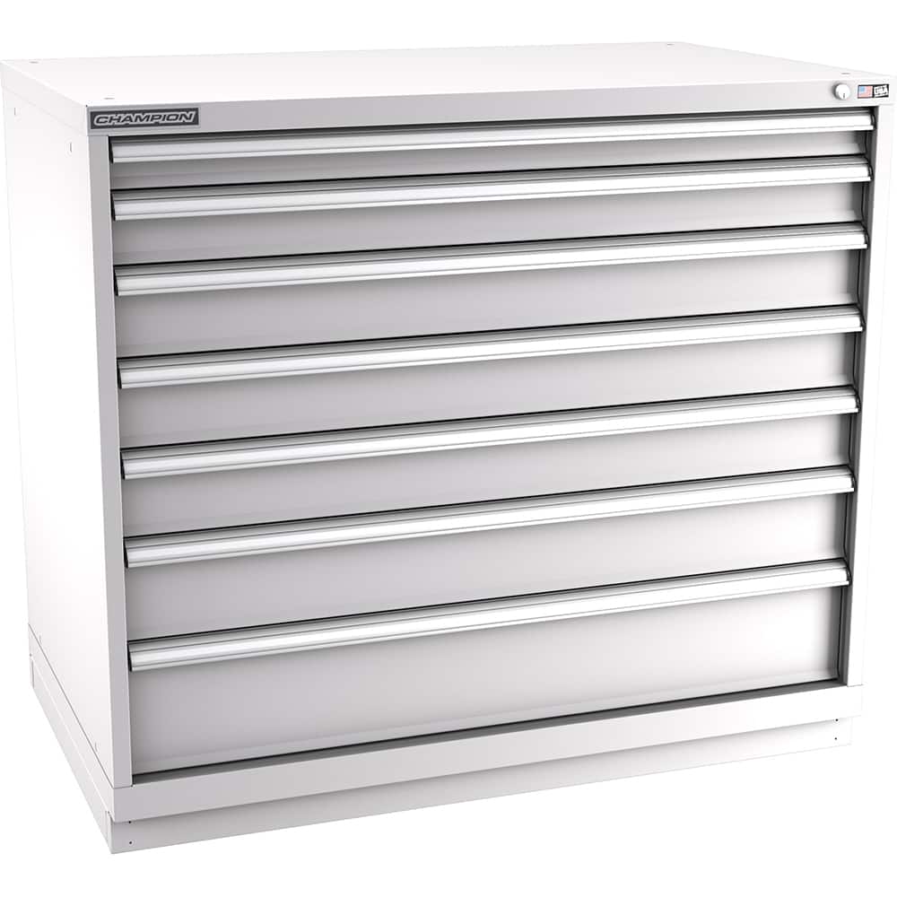 Champion Tool Storage - Modular Storage Cabinets; Type: Counter-Height Extra Width Drawer Cabinet ; Number of Drawers: 7.000 ; Height (Inch): 41-3/4 ; Width (Inch): 47 ; Depth (Inch): 28-1/2 ; Color: Light Gray - Exact Tool & Supply