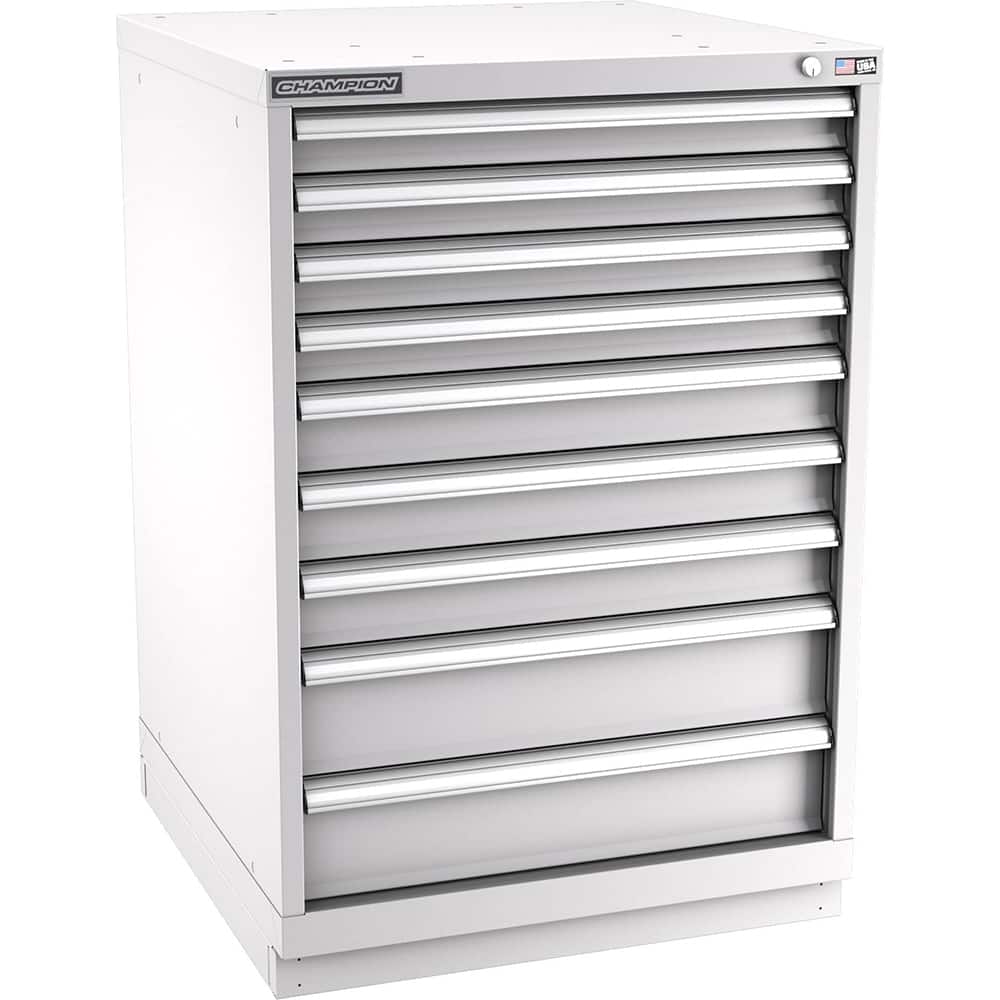 Champion Tool Storage - Modular Storage Cabinets; Type: Counter-Height Standard Width Drawer Cabinet ; Number of Drawers: 9.000 ; Height (Inch): 41-3/4 ; Width (Inch): 28-1/4 ; Depth (Inch): 28-1/2 ; Color: Light Gray - Exact Tool & Supply