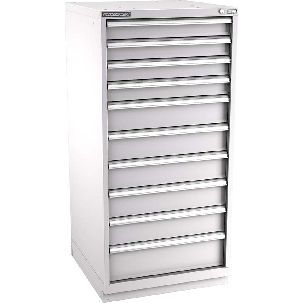 Champion Tool Storage - Modular Storage Cabinets; Type: Eye-Level Standard Width Drawer Cabinet ; Number of Drawers: 10.000 ; Height (Inch): 59-1/2 ; Width (Inch): 28-1/4 ; Depth (Inch): 28-1/2 ; Color: Light Gray - Exact Tool & Supply