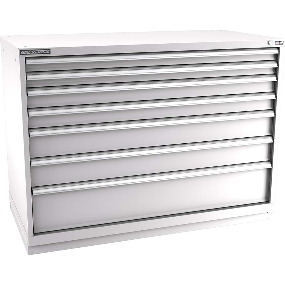 Champion Tool Storage - Modular Storage Cabinets; Type: Counter-Height Double Width Drawer Cabinet ; Number of Drawers: 7.000 ; Height (Inch): 41-3/4 ; Width (Inch): 56-1/2 ; Depth (Inch): 28-1/2 ; Color: Light Gray - Exact Tool & Supply