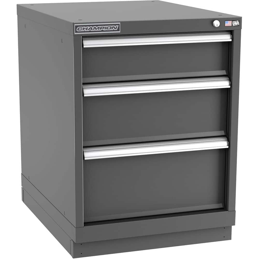 Champion Tool Storage - Modular Storage Cabinets; Type: Desk-Height Narrow Width Drawer Cabinet ; Number of Drawers: 3.000 ; Height (Inch): 29-7/8 ; Width (Inch): 22-3/16 ; Depth (Inch): 28-1/2 ; Color: Dark Gray - Exact Tool & Supply