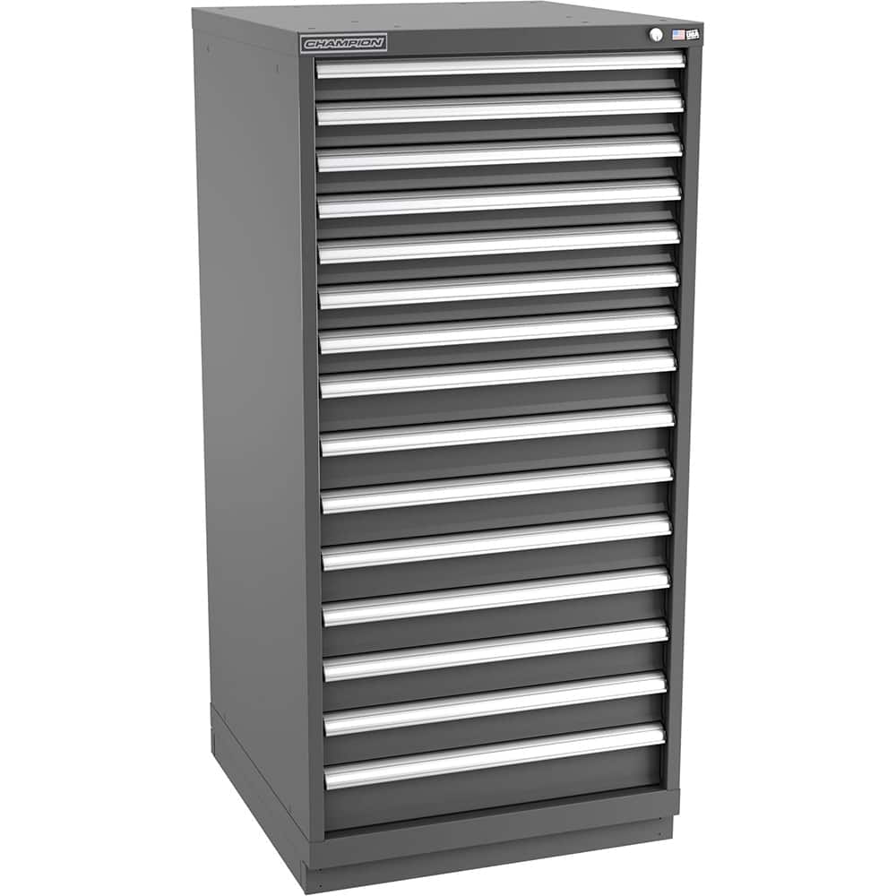 Champion Tool Storage - Modular Storage Cabinets; Type: Eye-Level Standard Width Drawer Cabinet ; Number of Drawers: 15.000 ; Height (Inch): 59-1/2 ; Width (Inch): 28-1/4 ; Depth (Inch): 28-1/2 ; Color: Dark Gray - Exact Tool & Supply