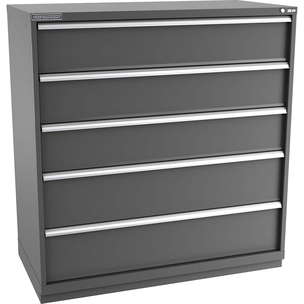 Champion Tool Storage - Modular Storage Cabinets; Type: Eye-Level Double Width Drawer Cabinet ; Number of Drawers: 5.000 ; Height (Inch): 59-1/2 ; Width (Inch): 56-1/2 ; Depth (Inch): 28-1/2 ; Color: Dark Gray - Exact Tool & Supply