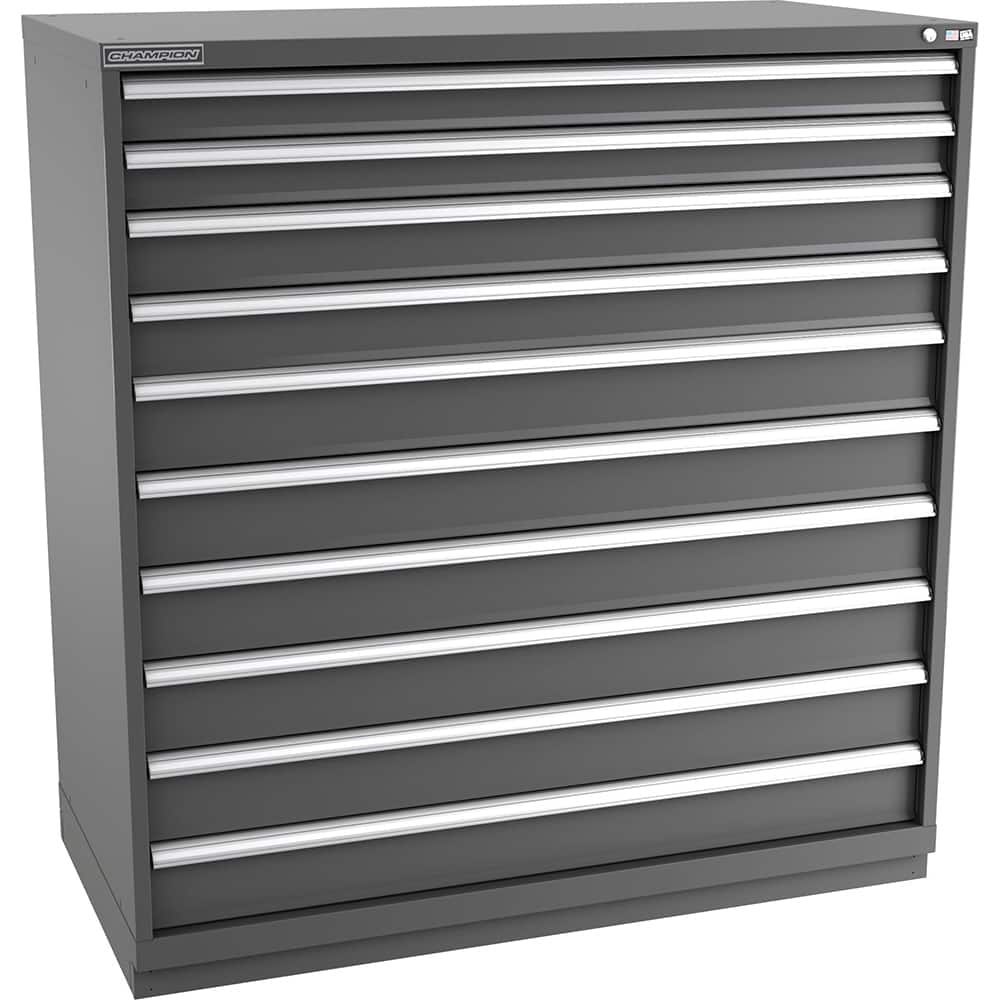 Champion Tool Storage - Modular Storage Cabinets; Type: Eye-Level Double Width Drawer Cabinet ; Number of Drawers: 10.000 ; Height (Inch): 59-1/2 ; Width (Inch): 56-1/2 ; Depth (Inch): 28-1/2 ; Color: Dark Gray - Exact Tool & Supply