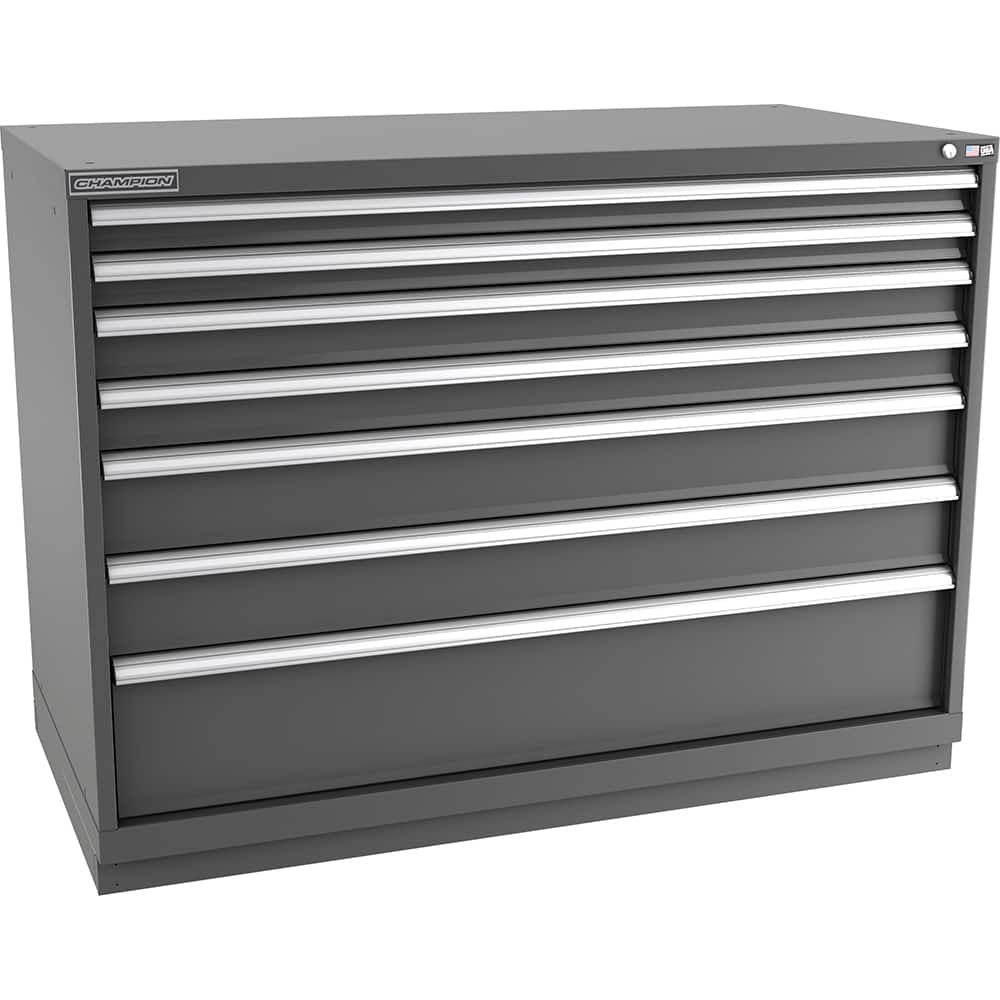 Champion Tool Storage - Modular Storage Cabinets; Type: Counter-Height Double Width Drawer Cabinet ; Number of Drawers: 7.000 ; Height (Inch): 41-3/4 ; Width (Inch): 56-1/2 ; Depth (Inch): 28-1/2 ; Color: Dark Gray - Exact Tool & Supply