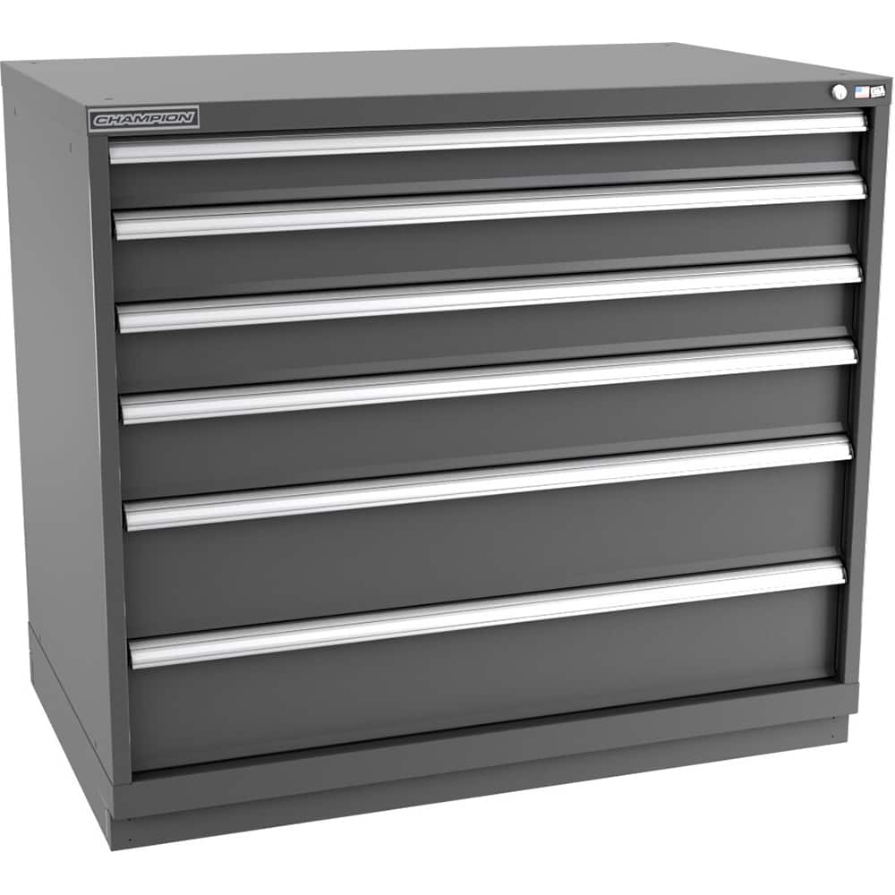 Champion Tool Storage - Modular Storage Cabinets; Type: Counter-Height Extra Width Drawer Cabinet ; Number of Drawers: 6.000 ; Height (Inch): 41-3/4 ; Width (Inch): 47 ; Depth (Inch): 28-1/2 ; Color: Dark Gray - Exact Tool & Supply