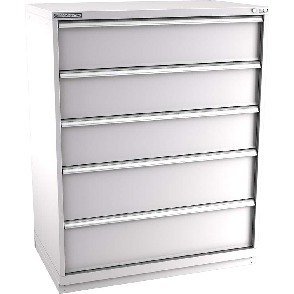 Champion Tool Storage - Modular Storage Cabinets; Type: Eye-Level Extra Width Drawer Cabinet ; Number of Drawers: 5.000 ; Height (Inch): 59-1/2 ; Width (Inch): 47 ; Depth (Inch): 28-1/2 ; Color: Light Gray - Exact Tool & Supply