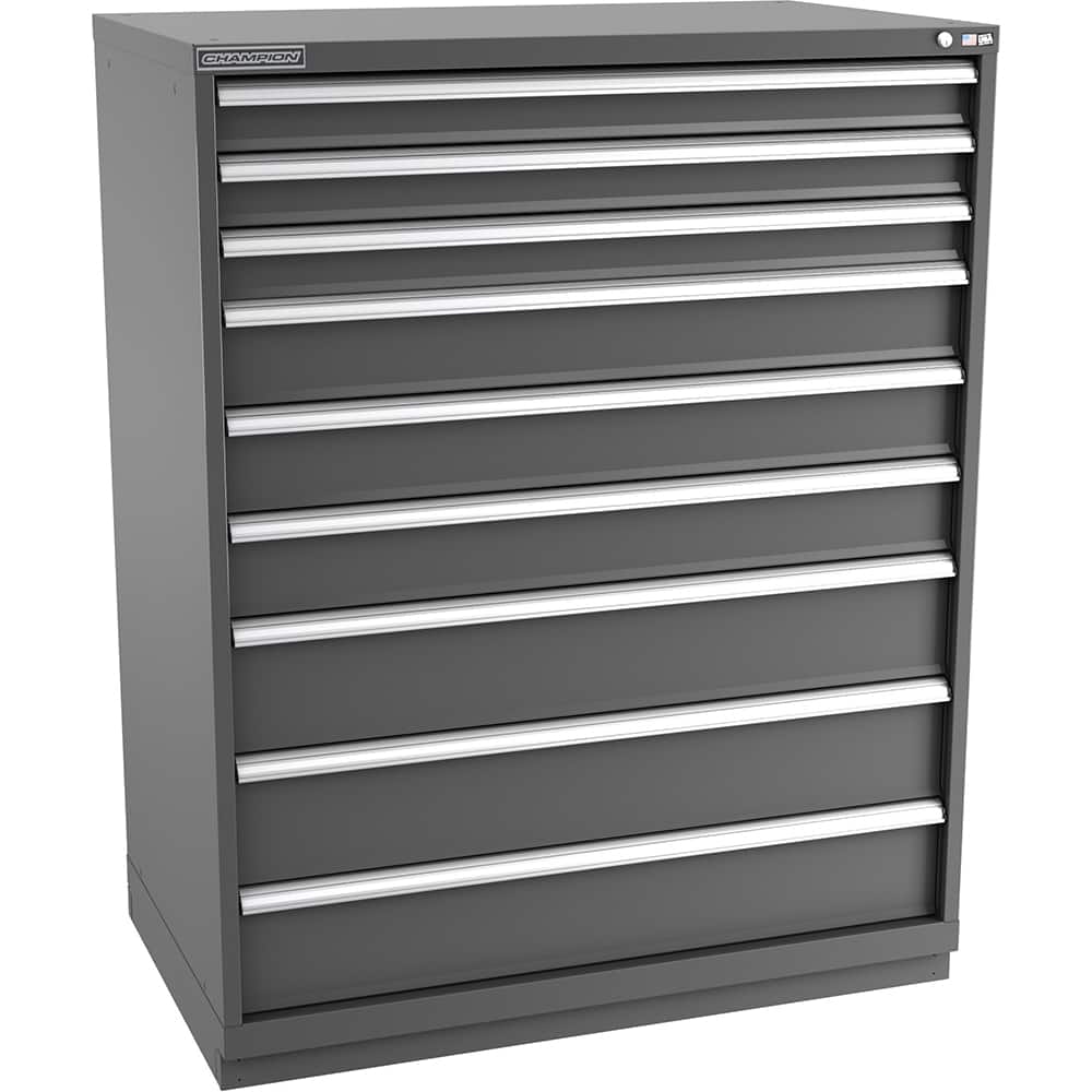 Champion Tool Storage - Modular Storage Cabinets; Type: Eye-Level Extra Width Drawer Cabinet ; Number of Drawers: 9.000 ; Height (Inch): 59-1/2 ; Width (Inch): 47 ; Depth (Inch): 28-1/2 ; Color: Dark Gray - Exact Tool & Supply