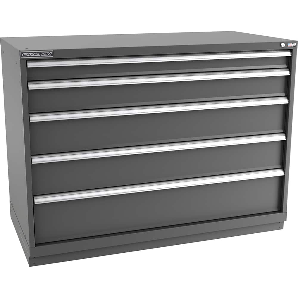 Champion Tool Storage - Modular Storage Cabinets; Type: Counter-Height Double Width Drawer Cabinet ; Number of Drawers: 5.000 ; Height (Inch): 41-3/4 ; Width (Inch): 56-1/2 ; Depth (Inch): 28-1/2 ; Color: Dark Gray - Exact Tool & Supply