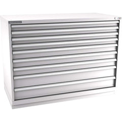 Champion Tool Storage - Modular Storage Cabinets; Type: Counter-Height Double Width Drawer Cabinet ; Number of Drawers: 9.000 ; Height (Inch): 41-3/4 ; Width (Inch): 56-1/2 ; Depth (Inch): 28-1/2 ; Color: Light Gray - Exact Tool & Supply