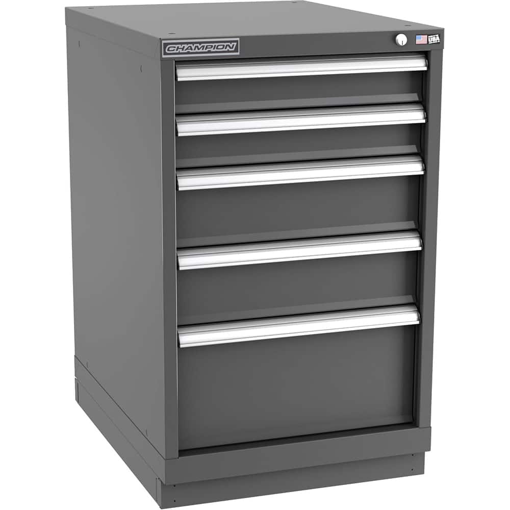Champion Tool Storage - Modular Storage Cabinets; Type: Bench-Height Narrow Width Drawer Cabinet ; Number of Drawers: 5.000 ; Height (Inch): 35-7/8 ; Width (Inch): 22-3/16 ; Depth (Inch): 28-1/2 ; Color: Dark Gray - Exact Tool & Supply