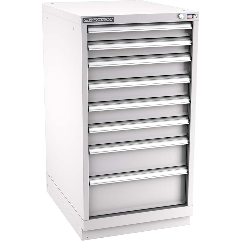 Champion Tool Storage - Modular Storage Cabinets; Type: Counter-Height Narrow Width Drawer Cabinet ; Number of Drawers: 8.000 ; Height (Inch): 41-3/4 ; Width (Inch): 22-3/16 ; Depth (Inch): 28-1/2 ; Color: Light Gray - Exact Tool & Supply