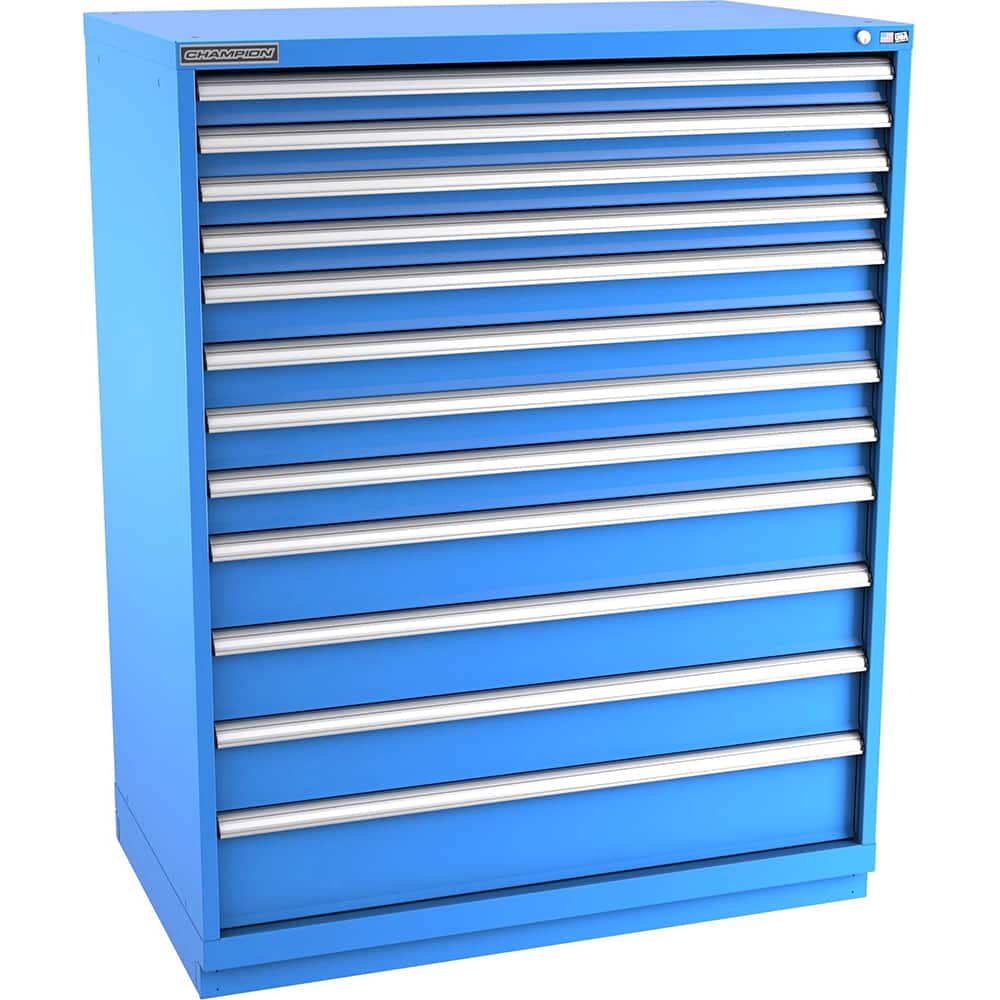 Champion Tool Storage - Modular Storage Cabinets; Type: Eye-Level Extra Width Drawer Cabinet ; Number of Drawers: 12.000 ; Height (Inch): 59-1/2 ; Width (Inch): 47 ; Depth (Inch): 28-1/2 ; Color: Bright Blue - Exact Tool & Supply