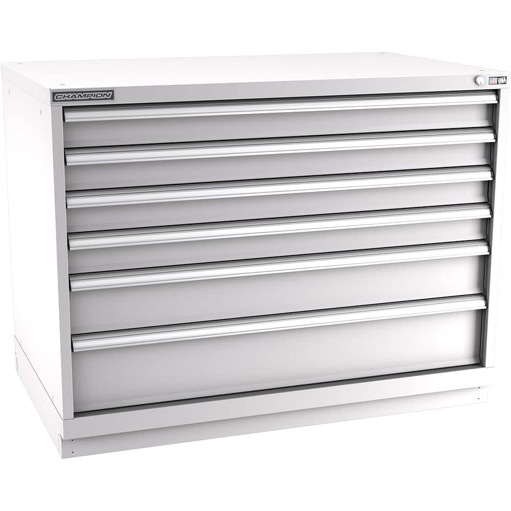 Champion Tool Storage - Modular Storage Cabinets; Type: Bench-Height Extra Width Drawer Cabinet ; Number of Drawers: 6.000 ; Height (Inch): 35-7/8 ; Width (Inch): 47 ; Depth (Inch): 28-1/2 ; Color: Light Gray - Exact Tool & Supply