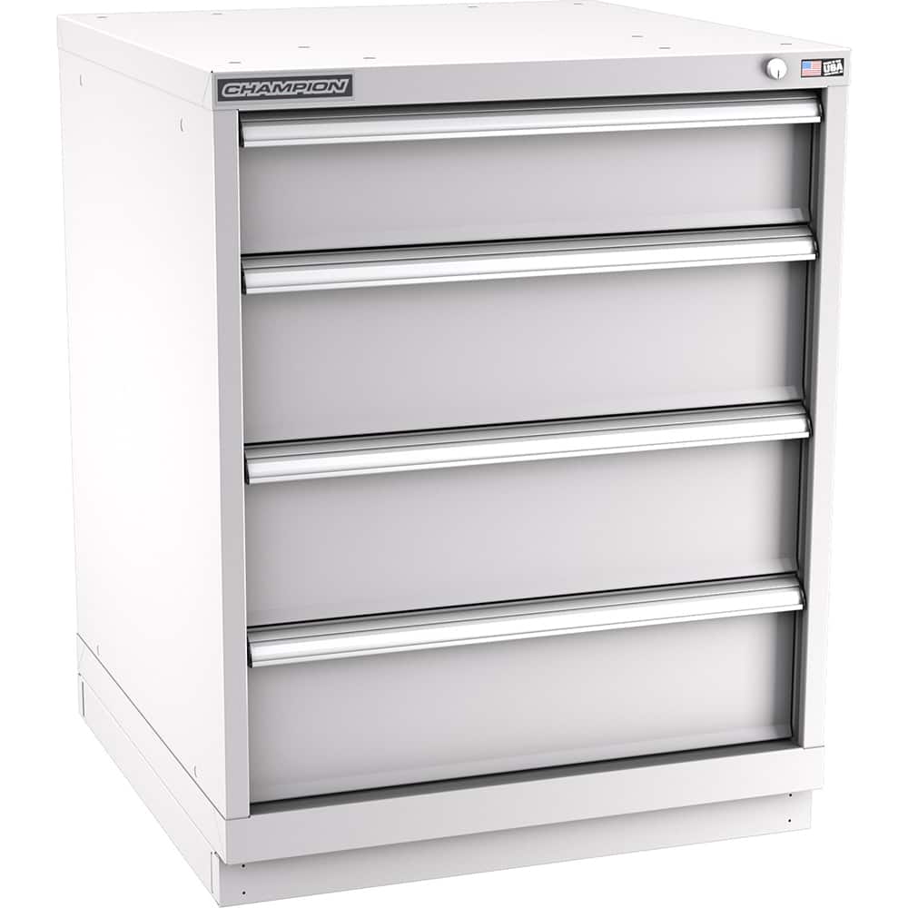Champion Tool Storage - Modular Storage Cabinets; Type: Bench-Height Standard Width Drawer Cabinet ; Number of Drawers: 4.000 ; Height (Inch): 35-7/8 ; Width (Inch): 28-1/4 ; Depth (Inch): 28-1/2 ; Color: Light Gray - Exact Tool & Supply