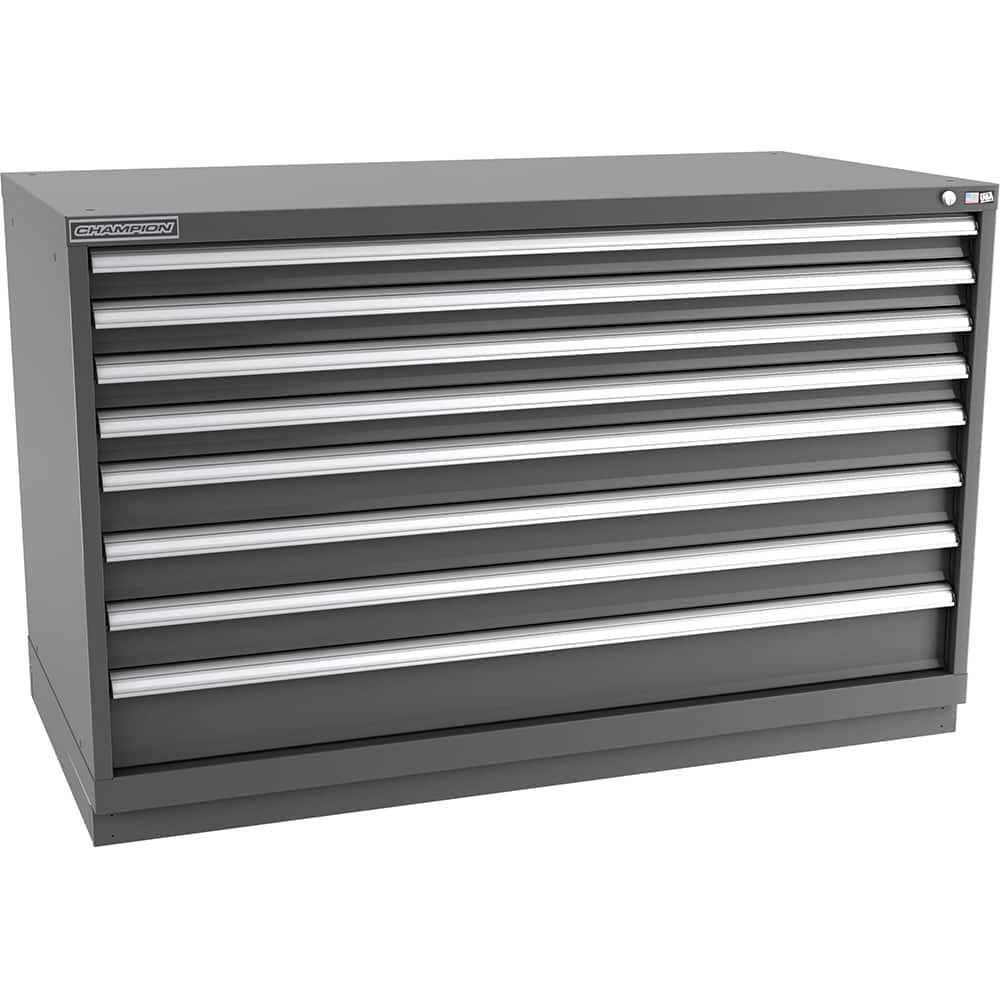 Champion Tool Storage - Modular Storage Cabinets; Type: Bench-Height Double Width Drawer Cabinet ; Number of Drawers: 8.000 ; Height (Inch): 35-7/8 ; Width (Inch): 56-1/2 ; Depth (Inch): 28-1/2 ; Color: Dark Gray - Exact Tool & Supply