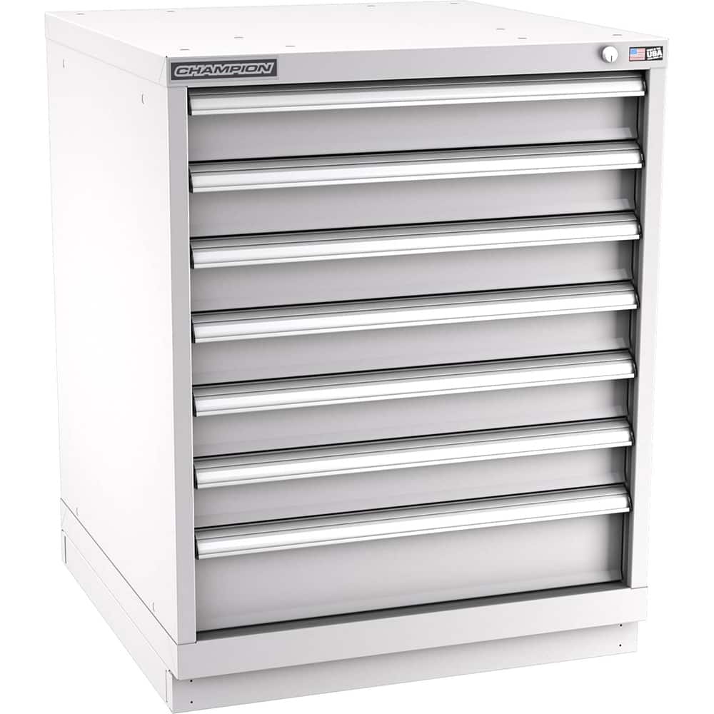 Champion Tool Storage - Modular Storage Cabinets; Type: Bench-Height Standard Width Drawer Cabinet ; Number of Drawers: 7.000 ; Height (Inch): 35-7/8 ; Width (Inch): 28-1/4 ; Depth (Inch): 28-1/2 ; Color: Light Gray - Exact Tool & Supply