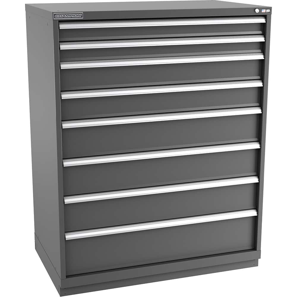 Champion Tool Storage - Modular Storage Cabinets; Type: Eye-Level Extra Width Drawer Cabinet ; Number of Drawers: 8.000 ; Height (Inch): 59-1/2 ; Width (Inch): 47 ; Depth (Inch): 28-1/2 ; Color: Dark Gray - Exact Tool & Supply