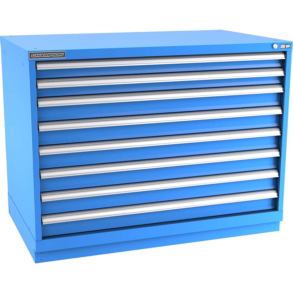 Champion Tool Storage - Modular Storage Cabinets; Type: Bench-Height Extra Width Drawer Cabinet ; Number of Drawers: 8.000 ; Height (Inch): 35-7/8 ; Width (Inch): 47 ; Depth (Inch): 28-1/2 ; Color: Bright Blue - Exact Tool & Supply