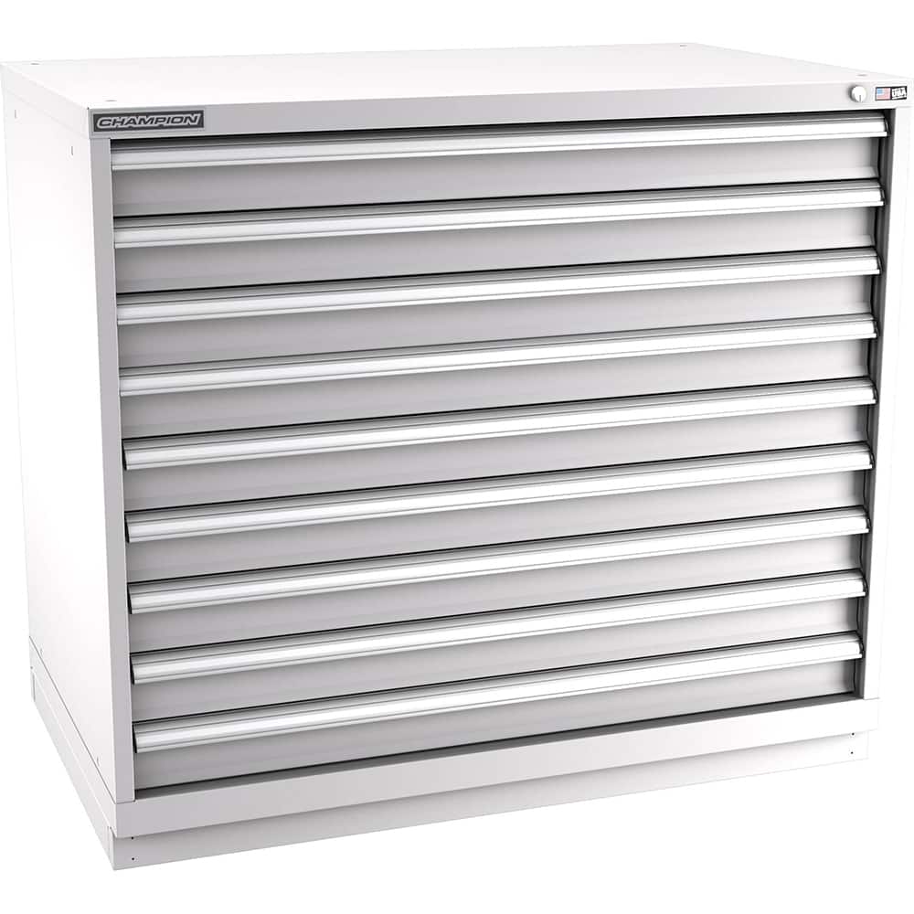 Champion Tool Storage - Modular Storage Cabinets; Type: Counter-Height Extra Width Drawer Cabinet ; Number of Drawers: 9.000 ; Height (Inch): 41-3/4 ; Width (Inch): 47 ; Depth (Inch): 28-1/2 ; Color: Light Gray - Exact Tool & Supply