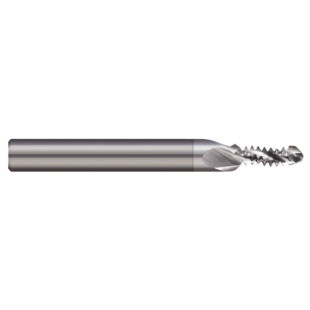 Harvey Tool - Combination Drill & Thread Mill; Thread Size: 6-32 ; Material: Solid Carbide ; Length of Cut (Inch): 0.3323 ; Included Angle A: 90 ; Drill Point Angle: 130 ; Shank Diameter (Decimal Inch): 0.1875 - Exact Tool & Supply