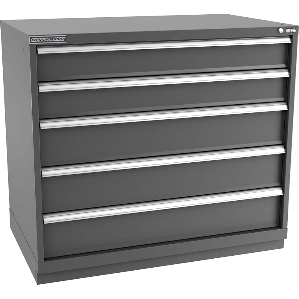 Champion Tool Storage - Modular Storage Cabinets; Type: Counter-Height Extra Width Drawer Cabinet ; Number of Drawers: 5.000 ; Height (Inch): 41-3/4 ; Width (Inch): 47 ; Depth (Inch): 28-1/2 ; Color: Dark Gray - Exact Tool & Supply