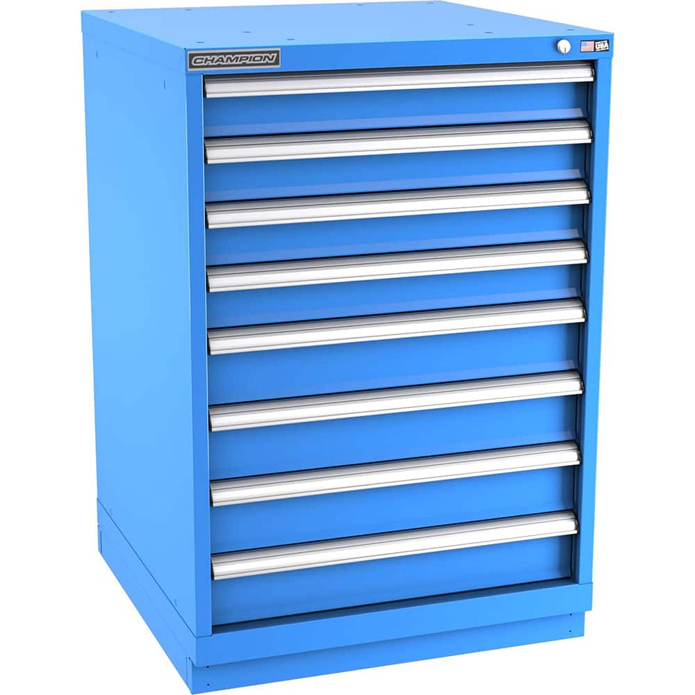 Champion Tool Storage - Modular Storage Cabinets; Type: Counter-Height Standard Width Drawer Cabinet ; Number of Drawers: 8.000 ; Height (Inch): 41-3/4 ; Width (Inch): 28-1/4 ; Depth (Inch): 28-1/2 ; Color: Bright Blue - Exact Tool & Supply