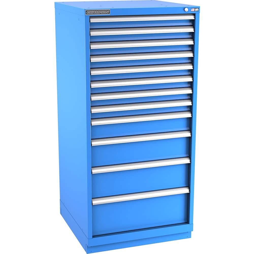 Champion Tool Storage - Modular Storage Cabinets; Type: Eye-Level Standard Width Drawer Cabinet ; Number of Drawers: 12.000 ; Height (Inch): 59-1/2 ; Width (Inch): 28-1/4 ; Depth (Inch): 28-1/2 ; Color: Bright Blue - Exact Tool & Supply