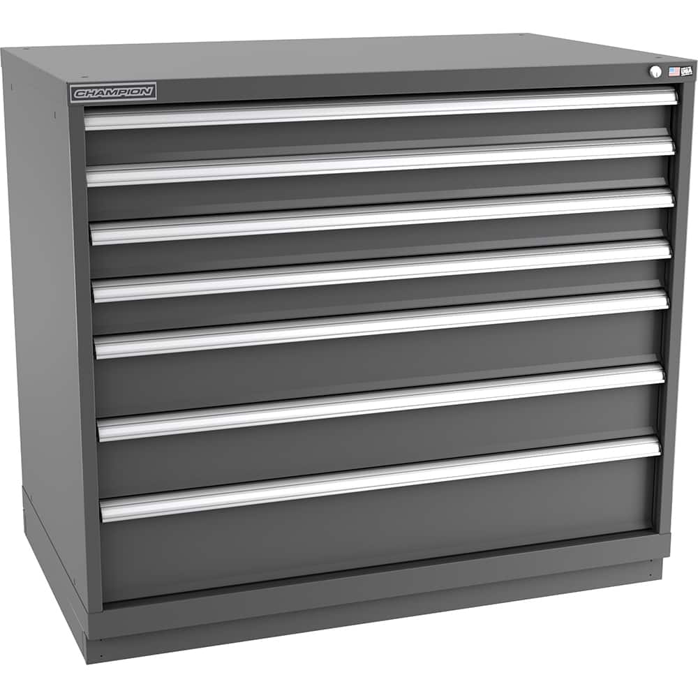 Champion Tool Storage - Modular Storage Cabinets; Type: Counter-Height Extra Width Drawer Cabinet ; Number of Drawers: 7.000 ; Height (Inch): 41-3/4 ; Width (Inch): 47 ; Depth (Inch): 28-1/2 ; Color: Dark Gray - Exact Tool & Supply