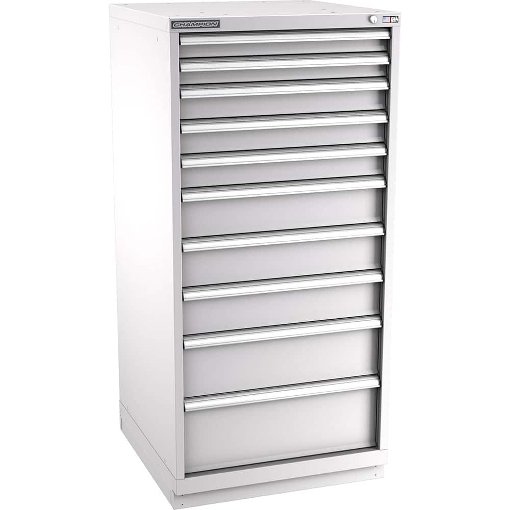 Champion Tool Storage - Modular Storage Cabinets; Type: Eye-Level Standard Width Drawer Cabinet ; Number of Drawers: 10.000 ; Height (Inch): 59-1/2 ; Width (Inch): 28-1/4 ; Depth (Inch): 28-1/2 ; Color: Light Gray - Exact Tool & Supply