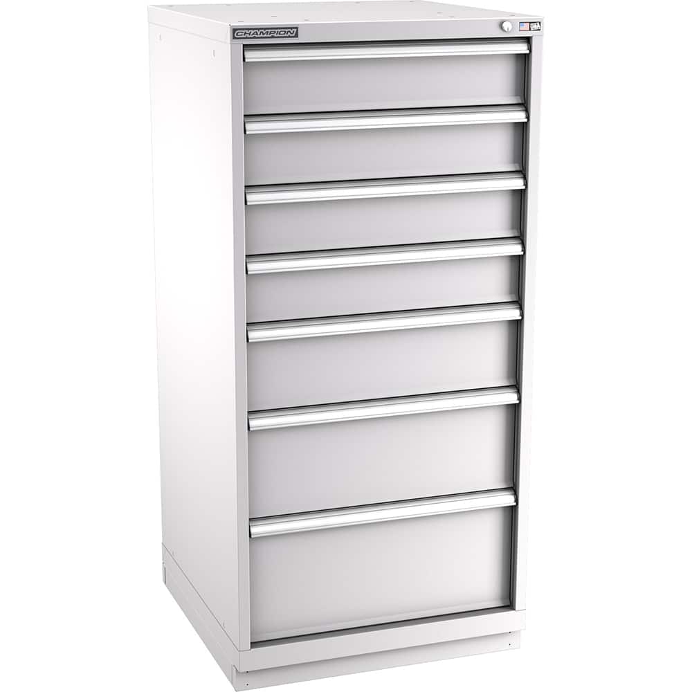 Champion Tool Storage - Modular Storage Cabinets; Type: Eye-Level Standard Width Drawer Cabinet ; Number of Drawers: 7.000 ; Height (Inch): 59-1/2 ; Width (Inch): 28-1/4 ; Depth (Inch): 28-1/2 ; Color: Light Gray - Exact Tool & Supply
