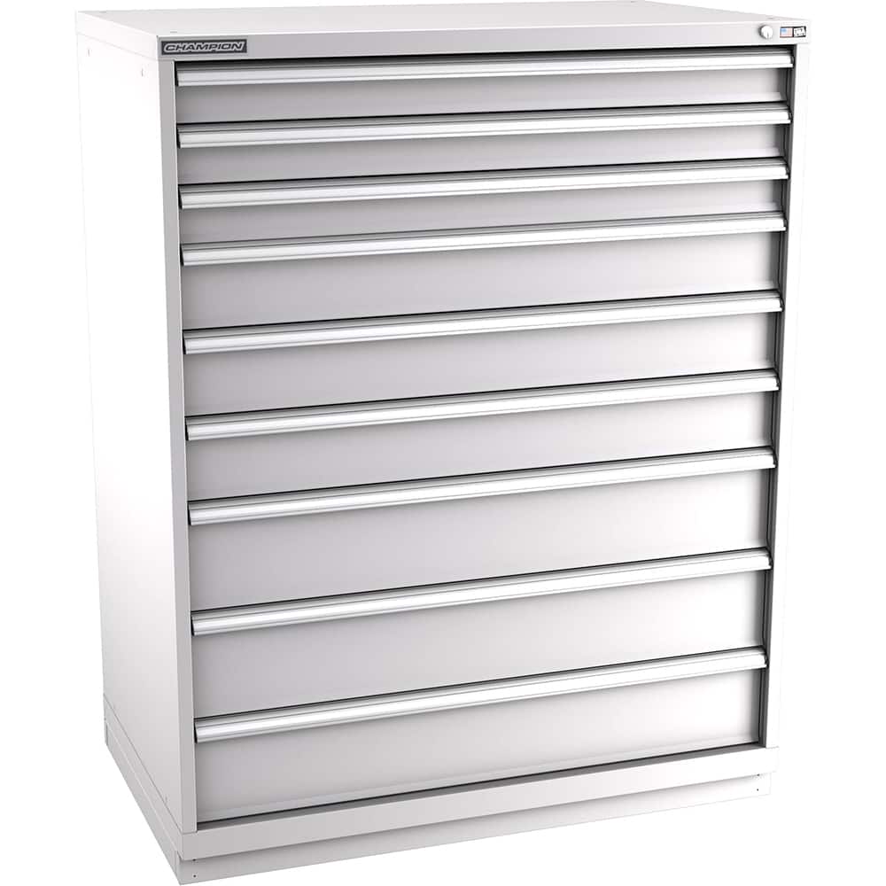 Champion Tool Storage - Modular Storage Cabinets; Type: Eye-Level Extra Width Drawer Cabinet ; Number of Drawers: 9.000 ; Height (Inch): 59-1/2 ; Width (Inch): 47 ; Depth (Inch): 28-1/2 ; Color: Light Gray - Exact Tool & Supply