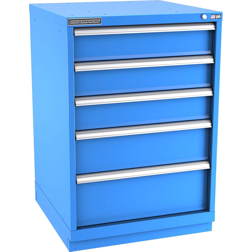 Champion Tool Storage - Modular Storage Cabinets; Type: Counter-Height Standard Width Drawer Cabinet ; Number of Drawers: 5.000 ; Height (Inch): 41-3/4 ; Width (Inch): 28-1/4 ; Depth (Inch): 28-1/2 ; Color: Bright Blue - Exact Tool & Supply