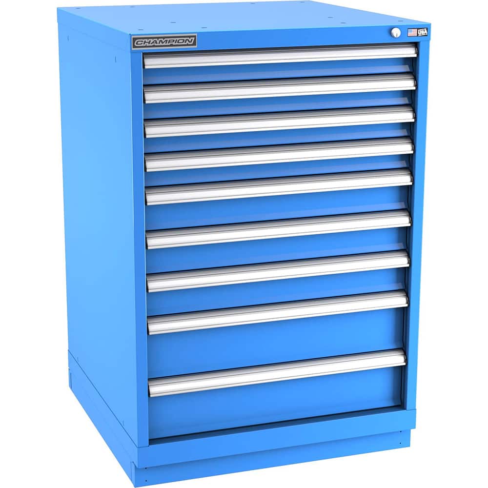 Champion Tool Storage - Modular Storage Cabinets; Type: Counter-Height Standard Width Drawer Cabinet ; Number of Drawers: 9.000 ; Height (Inch): 41-3/4 ; Width (Inch): 28-1/4 ; Depth (Inch): 28-1/2 ; Color: Bright Blue - Exact Tool & Supply