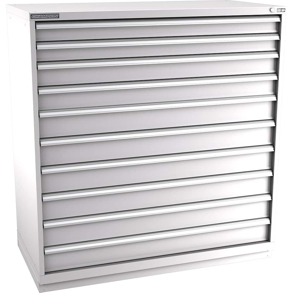 Champion Tool Storage - Modular Storage Cabinets; Type: Eye-Level Double Width Drawer Cabinet ; Number of Drawers: 10.000 ; Height (Inch): 59-1/2 ; Width (Inch): 56-1/2 ; Depth (Inch): 28-1/2 ; Color: Light Gray - Exact Tool & Supply