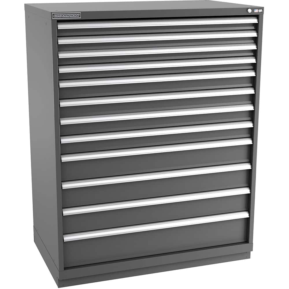 Champion Tool Storage - Modular Storage Cabinets; Type: Eye-Level Extra Width Drawer Cabinet ; Number of Drawers: 12.000 ; Height (Inch): 59-1/2 ; Width (Inch): 47 ; Depth (Inch): 28-1/2 ; Color: Dark Gray - Exact Tool & Supply