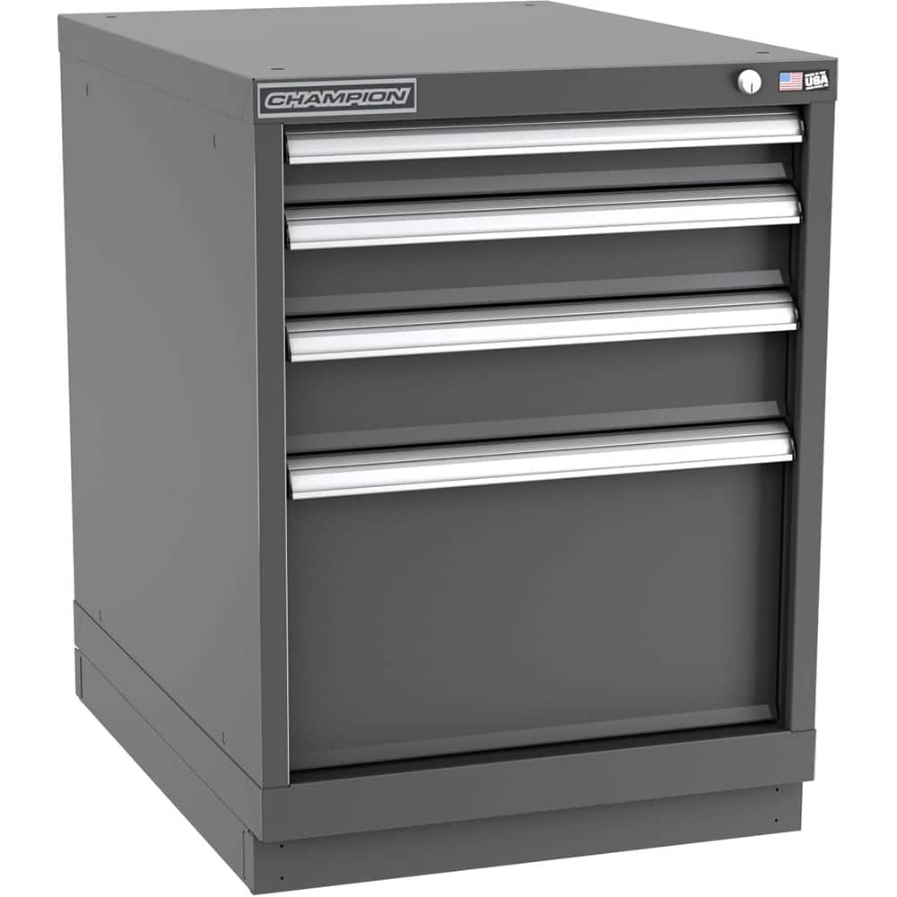 Champion Tool Storage - Modular Storage Cabinets; Type: Desk-Height Narrow Width Drawer Cabinet ; Number of Drawers: 4.000 ; Height (Inch): 29-7/8 ; Width (Inch): 22-3/16 ; Depth (Inch): 28-1/2 ; Color: Dark Gray - Exact Tool & Supply