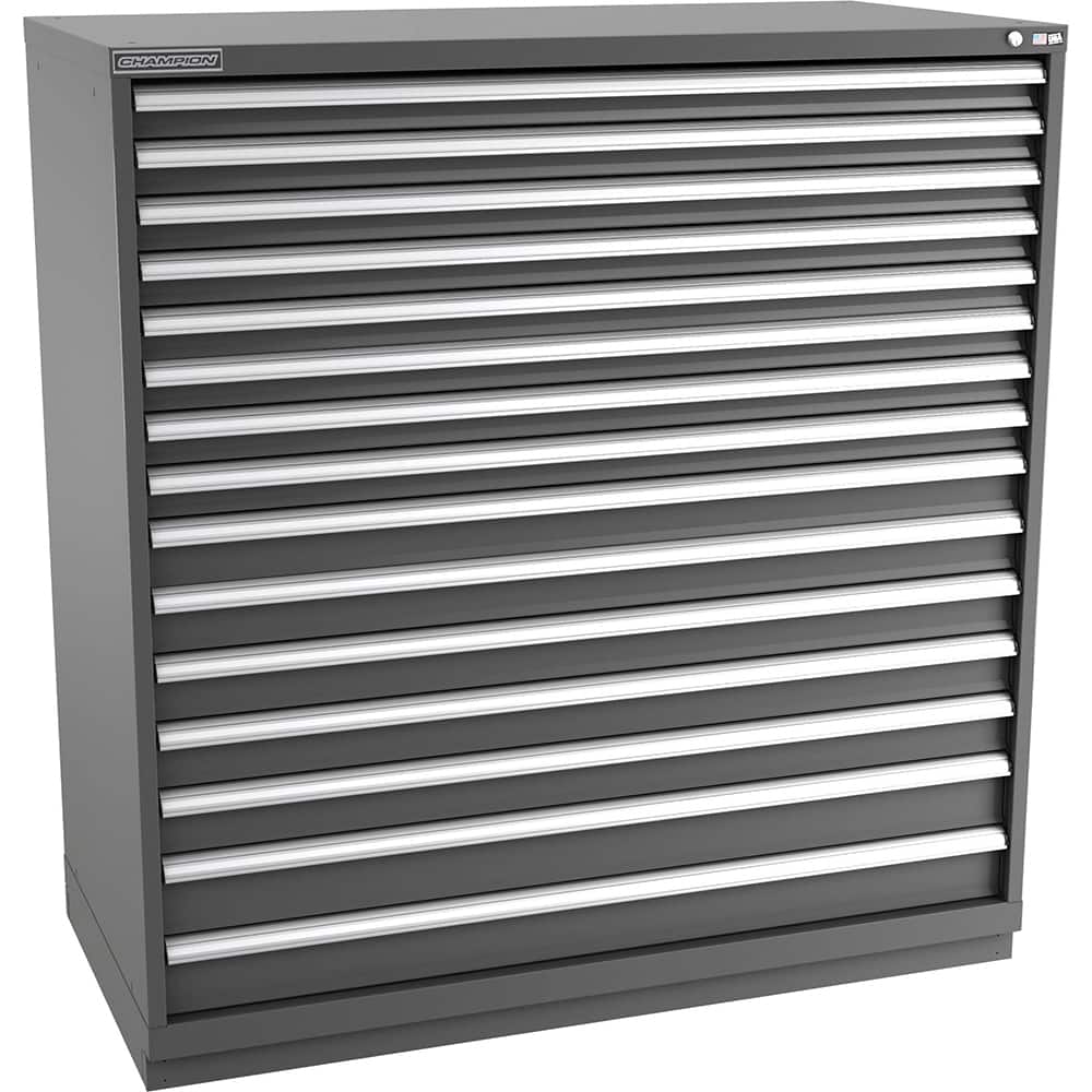 Champion Tool Storage - Modular Storage Cabinets; Type: Eye-Level Double Width Drawer Cabinet ; Number of Drawers: 15.000 ; Height (Inch): 59-1/2 ; Width (Inch): 56-1/2 ; Depth (Inch): 28-1/2 ; Color: Dark Gray - Exact Tool & Supply