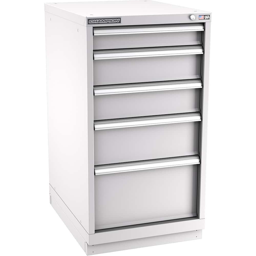 Champion Tool Storage - Modular Storage Cabinets; Type: Counter-Height Narrow Width Drawer Cabinet ; Number of Drawers: 5.000 ; Height (Inch): 41-3/4 ; Width (Inch): 22-3/16 ; Depth (Inch): 28-1/2 ; Color: Light Gray - Exact Tool & Supply