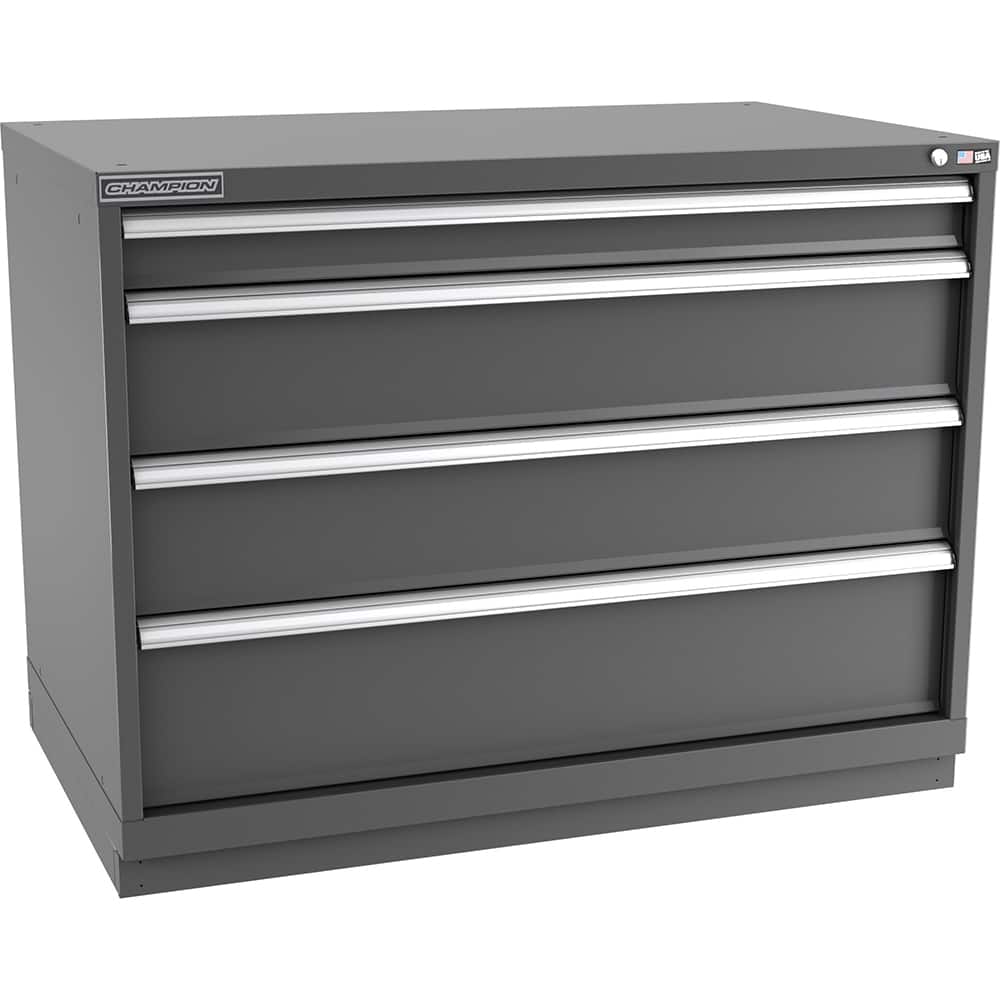 Champion Tool Storage - Modular Storage Cabinets; Type: Bench-Height Extra Width Drawer Cabinet ; Number of Drawers: 4.000 ; Height (Inch): 35-7/8 ; Width (Inch): 47 ; Depth (Inch): 28-1/2 ; Color: Dark Gray - Exact Tool & Supply