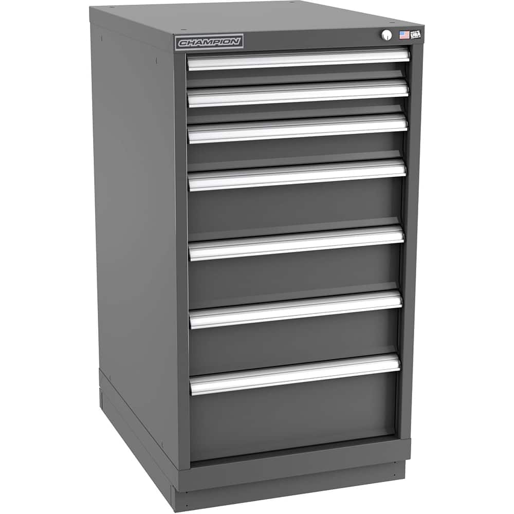 Champion Tool Storage - Modular Storage Cabinets; Type: Counter-Height Narrow Width Drawer Cabinet ; Number of Drawers: 7.000 ; Height (Inch): 41-3/4 ; Width (Inch): 22-3/16 ; Depth (Inch): 28-1/2 ; Color: Dark Gray - Exact Tool & Supply