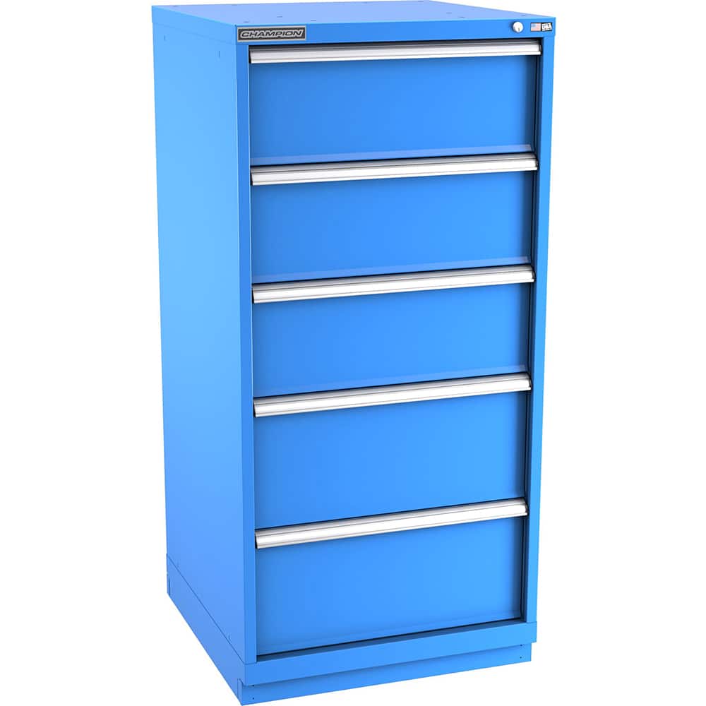 Champion Tool Storage - Modular Storage Cabinets; Type: Eye-Level Standard Width Drawer Cabinet ; Number of Drawers: 5.000 ; Height (Inch): 59-1/2 ; Width (Inch): 28-1/4 ; Depth (Inch): 28-1/2 ; Color: Bright Blue - Exact Tool & Supply