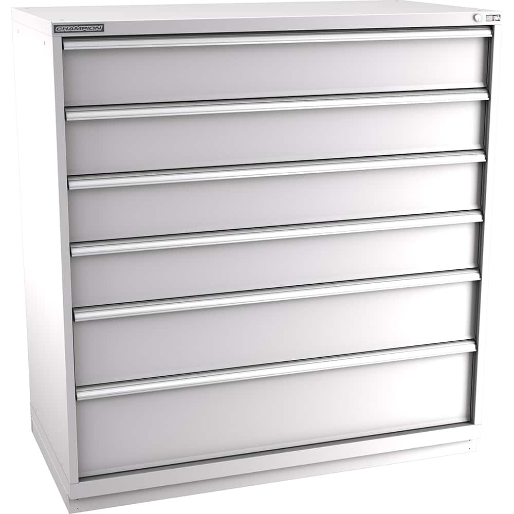 Champion Tool Storage - Modular Storage Cabinets; Type: Eye-Level Double Width Drawer Cabinet ; Number of Drawers: 6.000 ; Height (Inch): 59-1/2 ; Width (Inch): 56-1/2 ; Depth (Inch): 28-1/2 ; Color: Light Gray - Exact Tool & Supply