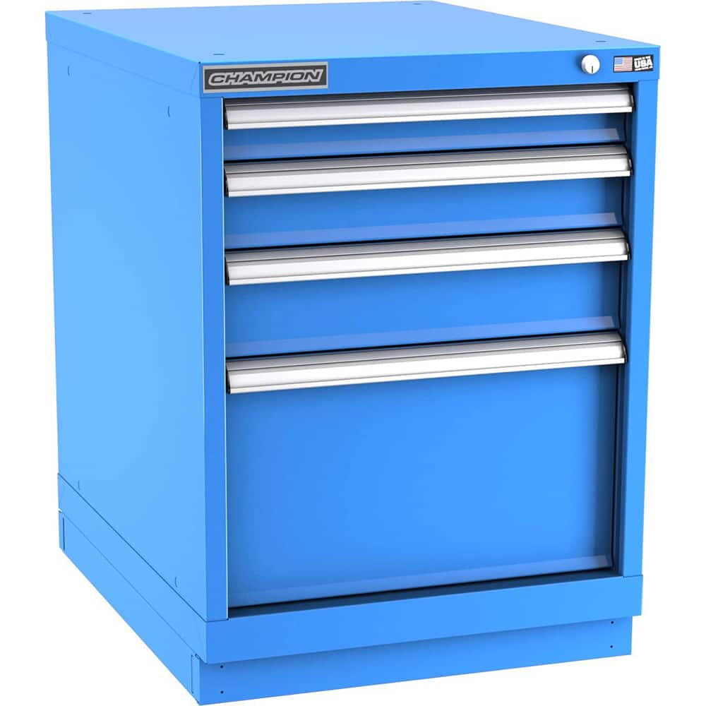 Champion Tool Storage - Modular Storage Cabinets; Type: Desk-Height Narrow Width Drawer Cabinet ; Number of Drawers: 4.000 ; Height (Inch): 29-7/8 ; Width (Inch): 22-3/16 ; Depth (Inch): 28-1/2 ; Color: Bright Blue - Exact Tool & Supply