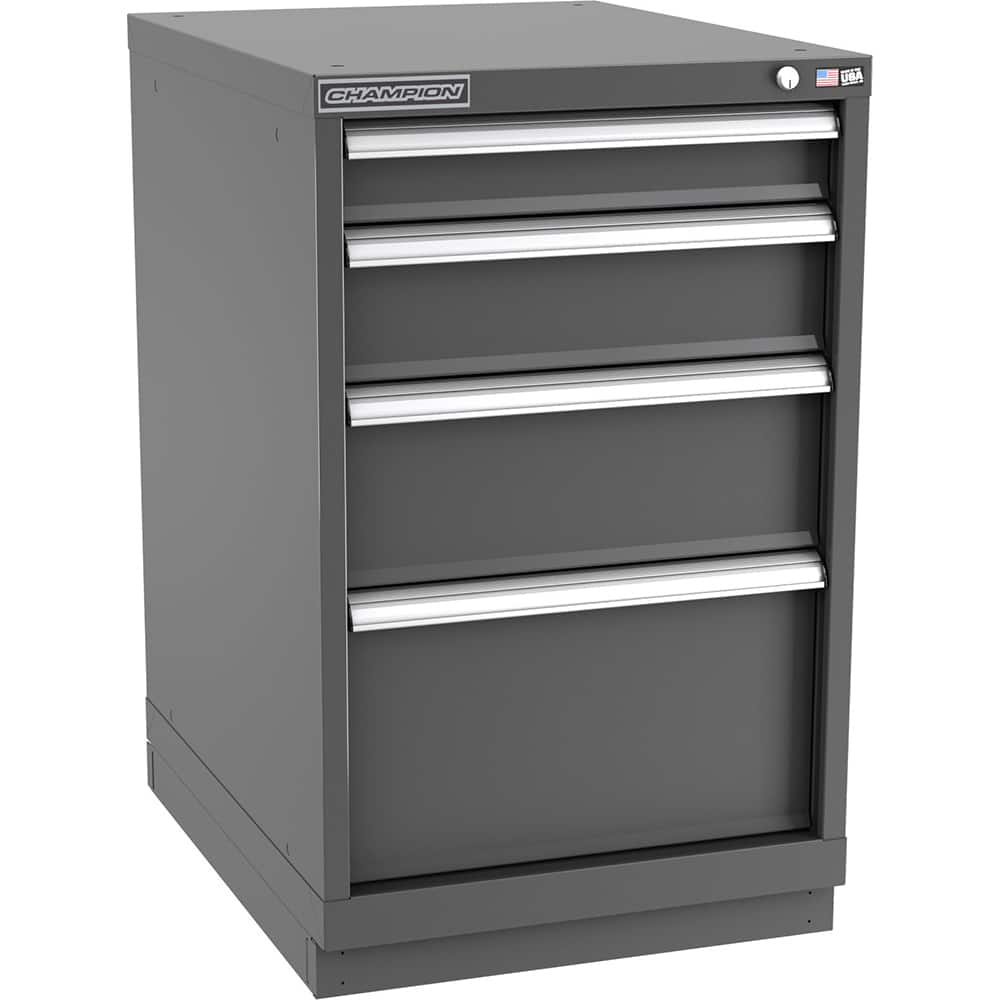Champion Tool Storage - Modular Storage Cabinets; Type: Bench-Height Narrow Width Drawer Cabinet ; Number of Drawers: 4.000 ; Height (Inch): 35-7/8 ; Width (Inch): 22-3/16 ; Depth (Inch): 28-1/2 ; Color: Dark Gray - Exact Tool & Supply
