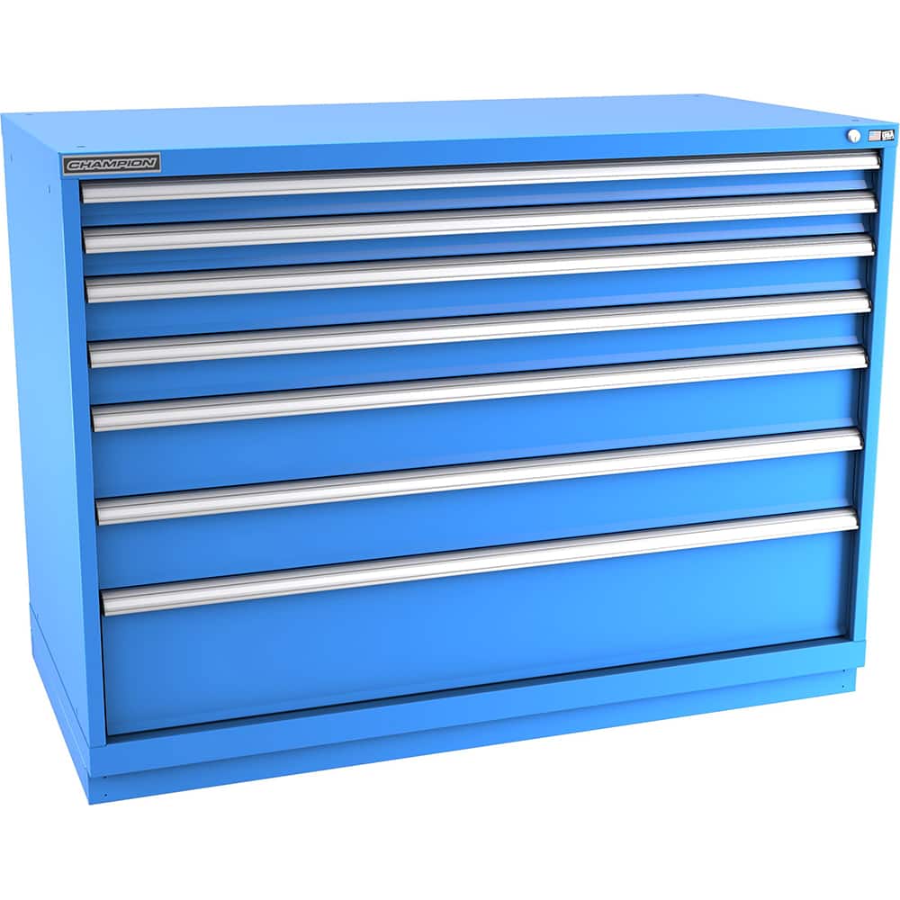 Champion Tool Storage - Modular Storage Cabinets; Type: Counter-Height Double Width Drawer Cabinet ; Number of Drawers: 7.000 ; Height (Inch): 41-3/4 ; Width (Inch): 56-1/2 ; Depth (Inch): 28-1/2 ; Color: Bright Blue - Exact Tool & Supply